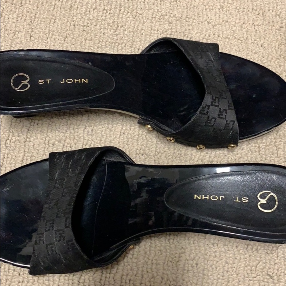 St John black wooden sandals 8.5 women’s